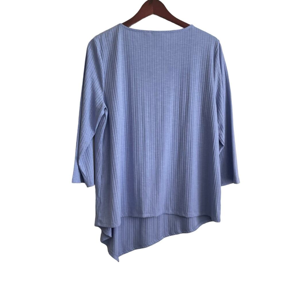 Chicos Top Women‎ L Purple Crew Neck 3/4 Sleeve Textured Fabric Stretch Workwear - Picture 3 of 10